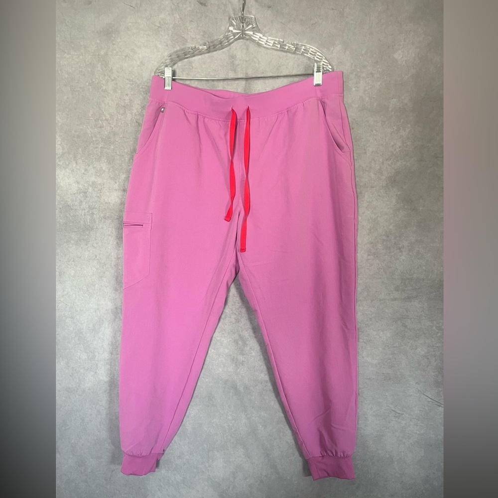 FIGS Womens Zamora Jogger Scrub Pants XXL Pink Drawstring